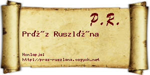 Práz Ruszlána névjegykártya
